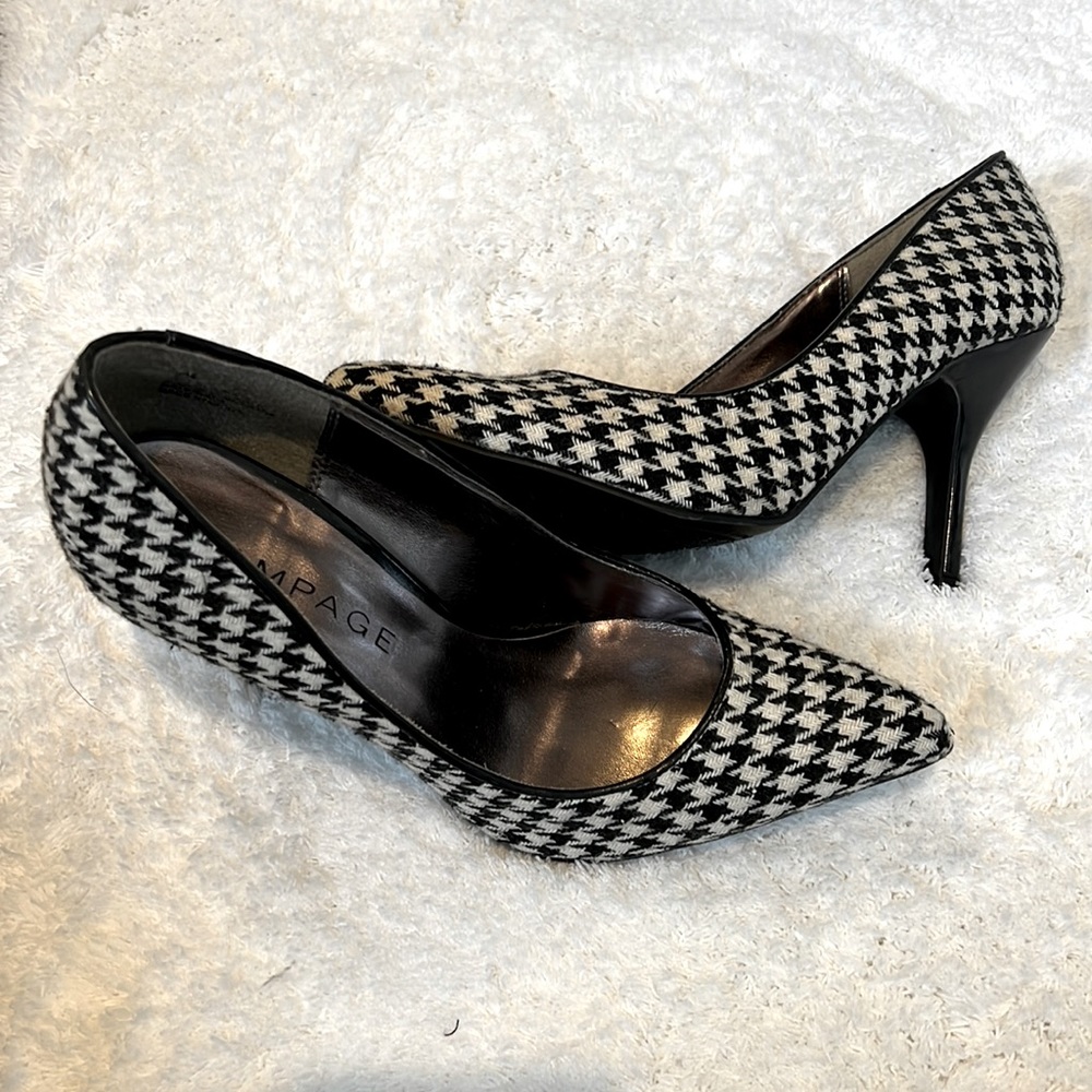 Black/White Houndstooth Tweed Heels